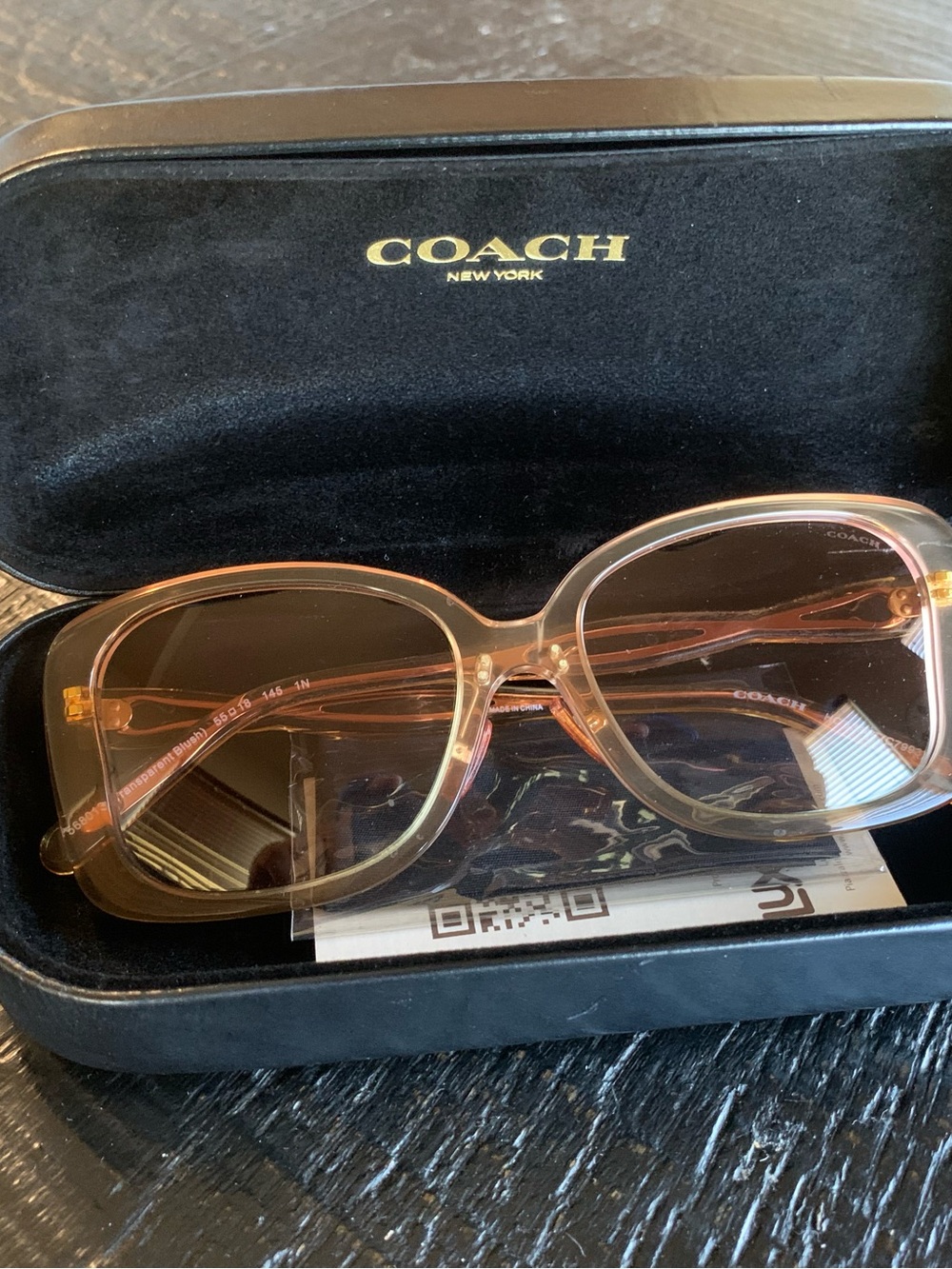 COACH Women's Translucent Peach/Brown Gradient Square Sunglasses